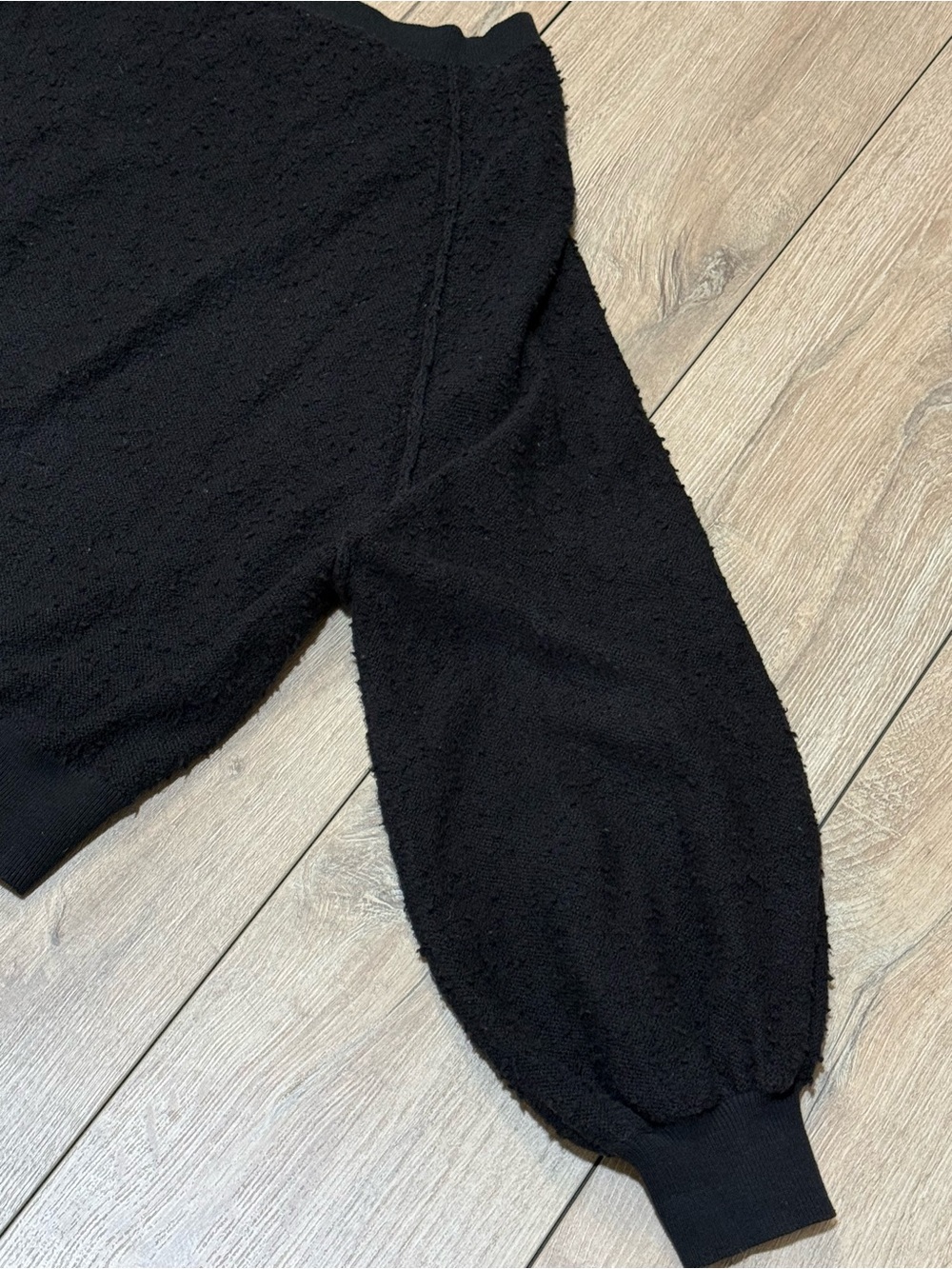 Free People Found My Friend Pullover Black Textured Sweatshirt Size Small - Picture 7 of 12